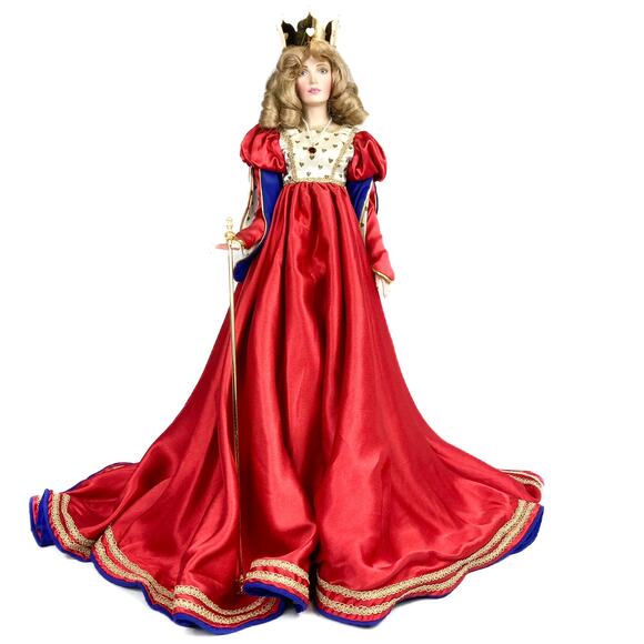 Queen of Hearts Vintage Collectible Franklin Mint Painted Porcelain Doll 22 inch - Picture 1 of 15